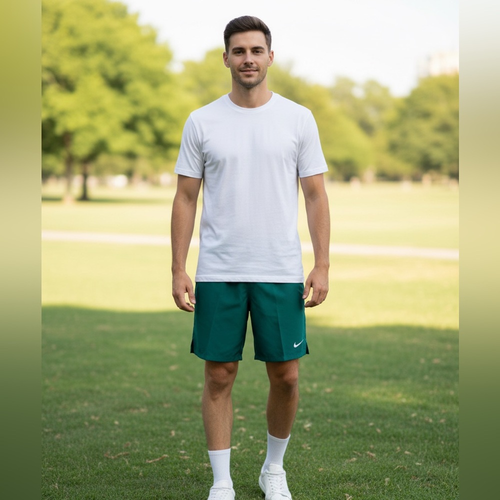 Nike Men's Hunter Green Swim Trunks lined.